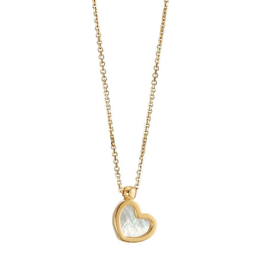 Necklace 18k Yellow Gold Mother of pearl Heart 42 cm