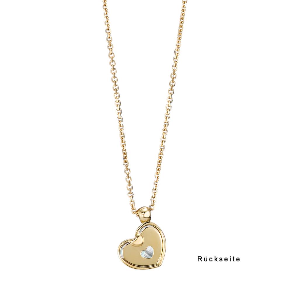 Necklace 18k Yellow Gold Mother of pearl Heart 42 cm