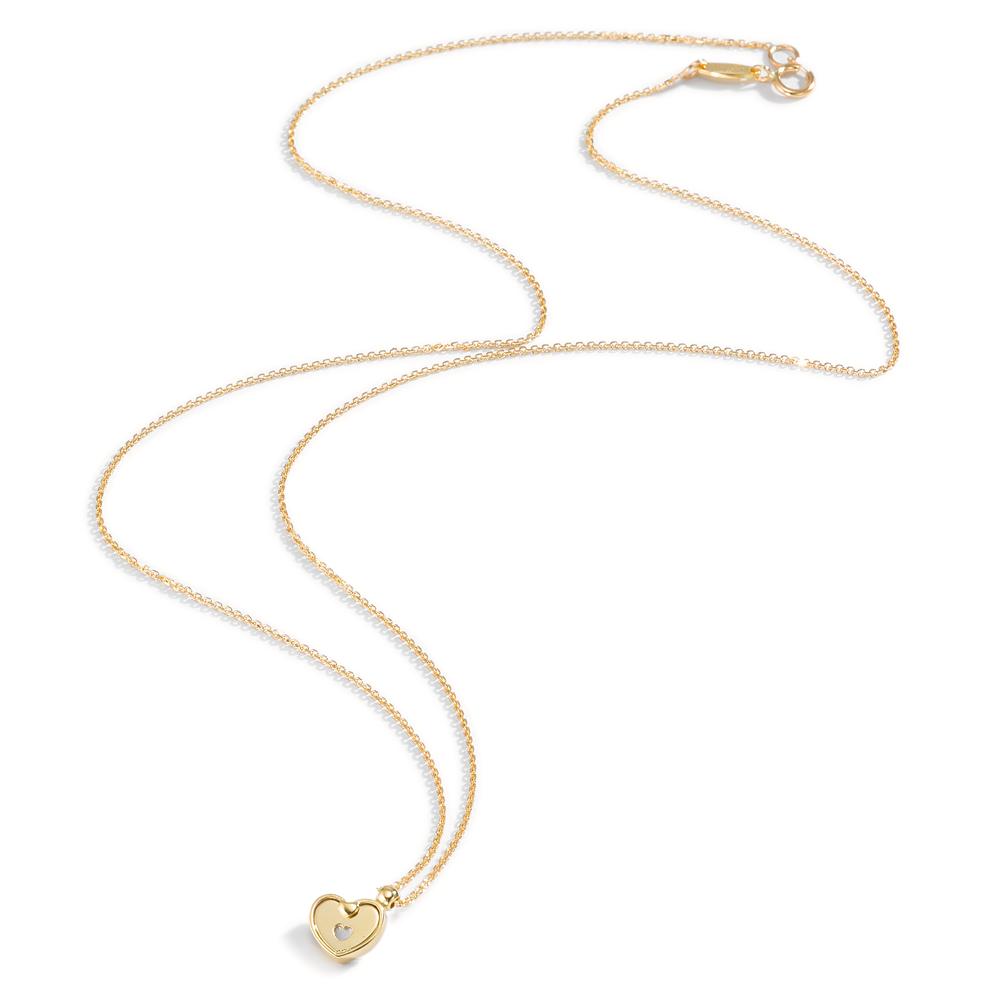 Necklace 18k Yellow Gold Mother of pearl Heart 42 cm