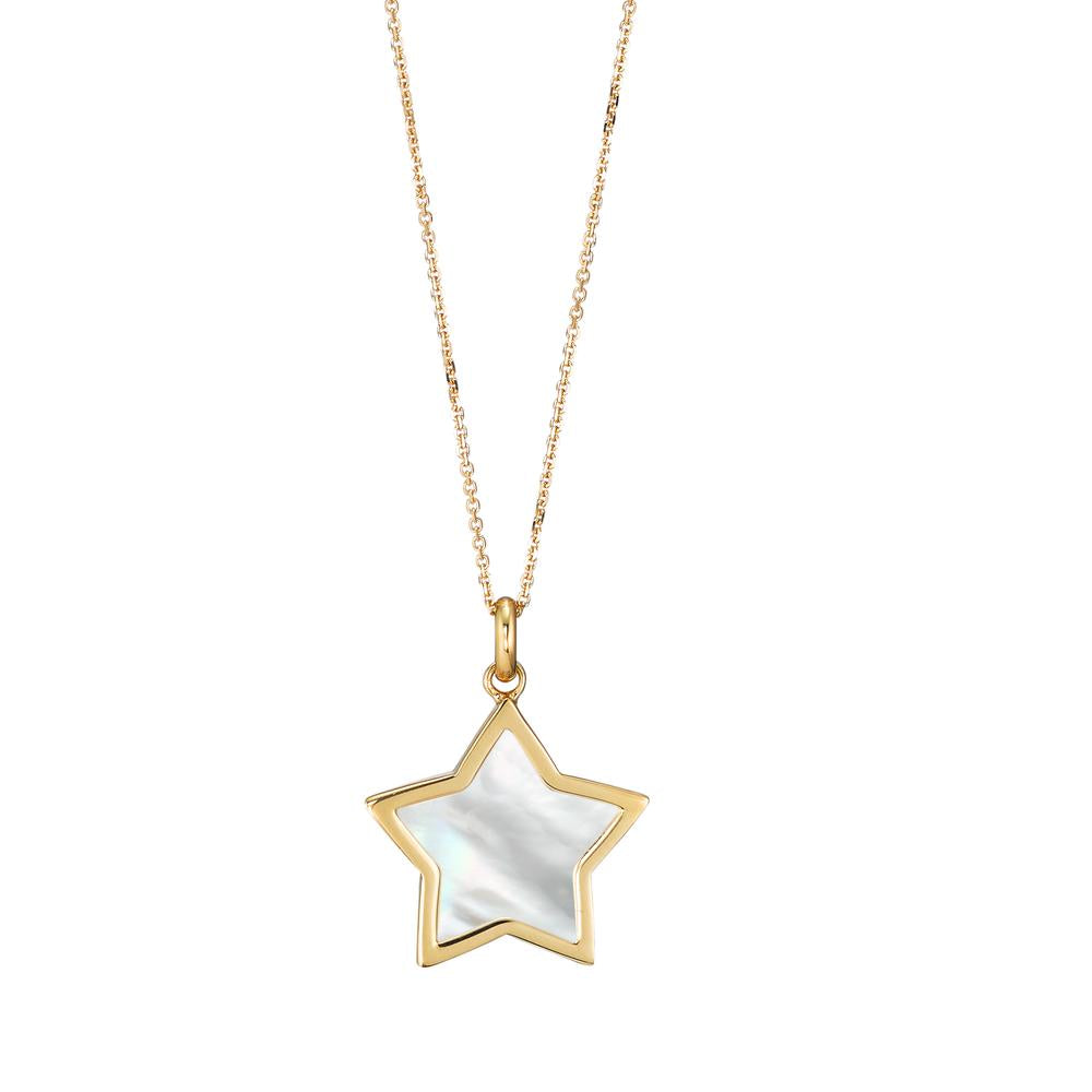 Necklace 18k Yellow Gold Mother of pearl Star 42 cm Ø15 mm