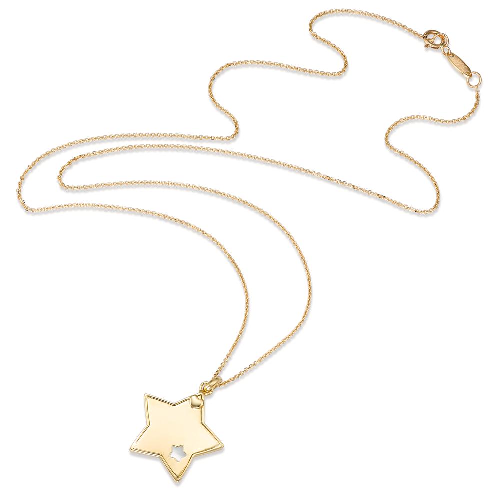 Necklace 18k Yellow Gold Mother of pearl Star 42 cm Ø15 mm