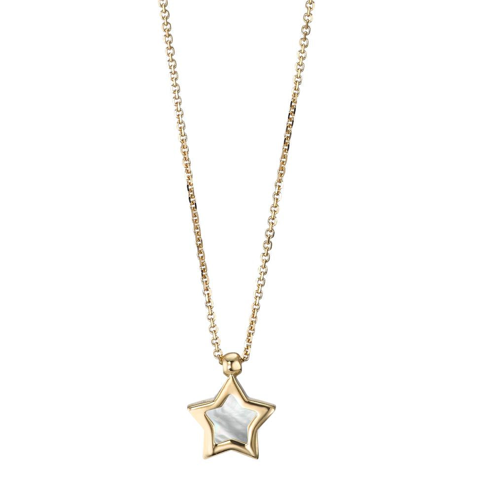 Necklace 18k Yellow Gold Mother of pearl Star 42 cm