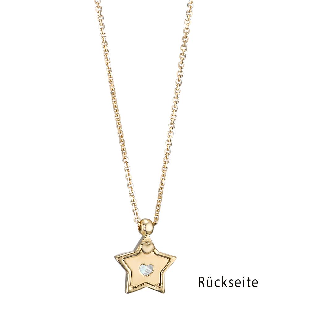 Necklace 18k Yellow Gold Mother of pearl Star 42 cm