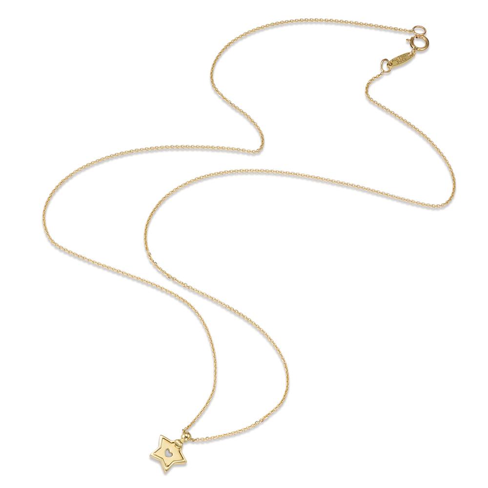 Necklace 18k Yellow Gold Mother of pearl Star 42 cm