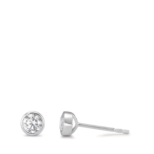 Stud earrings 18k White Gold Zirconia 2 Stones Ø4.5 mm