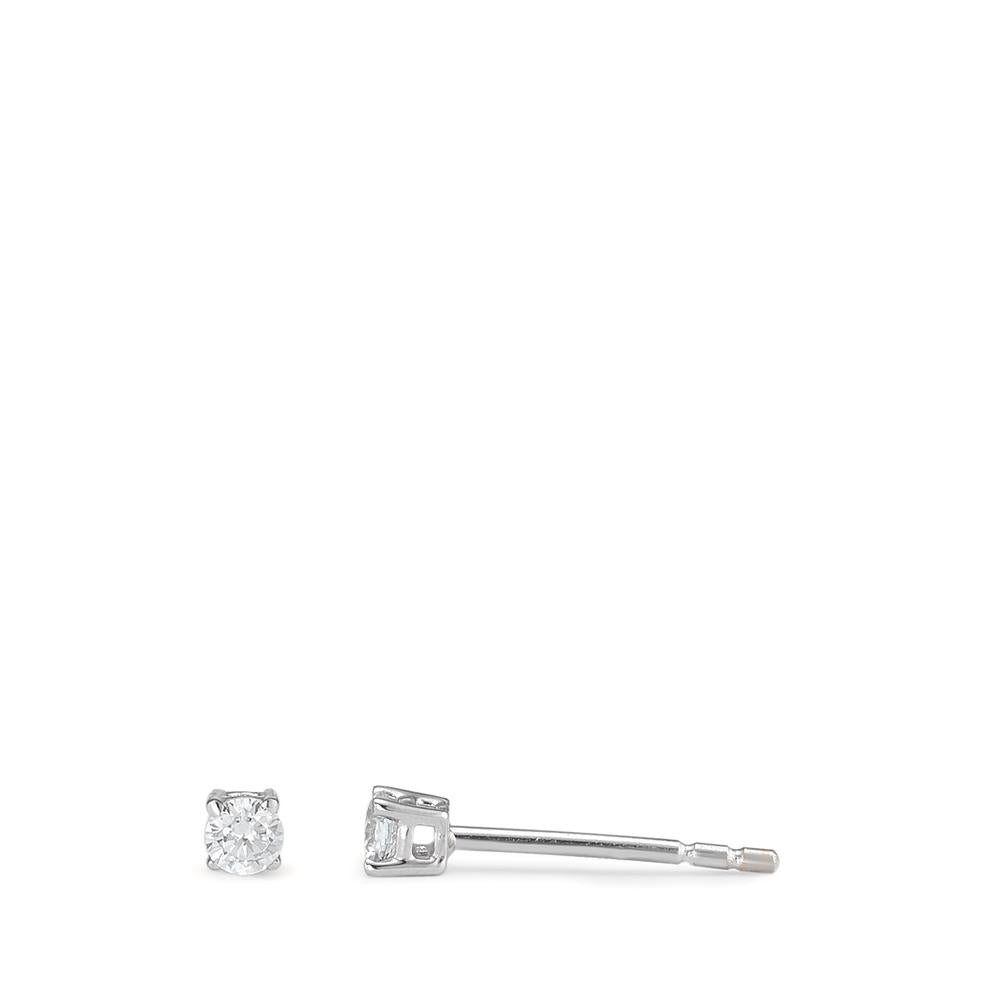 Stud earrings 18k White Gold Zirconia 2 Stones Ø2.5 mm