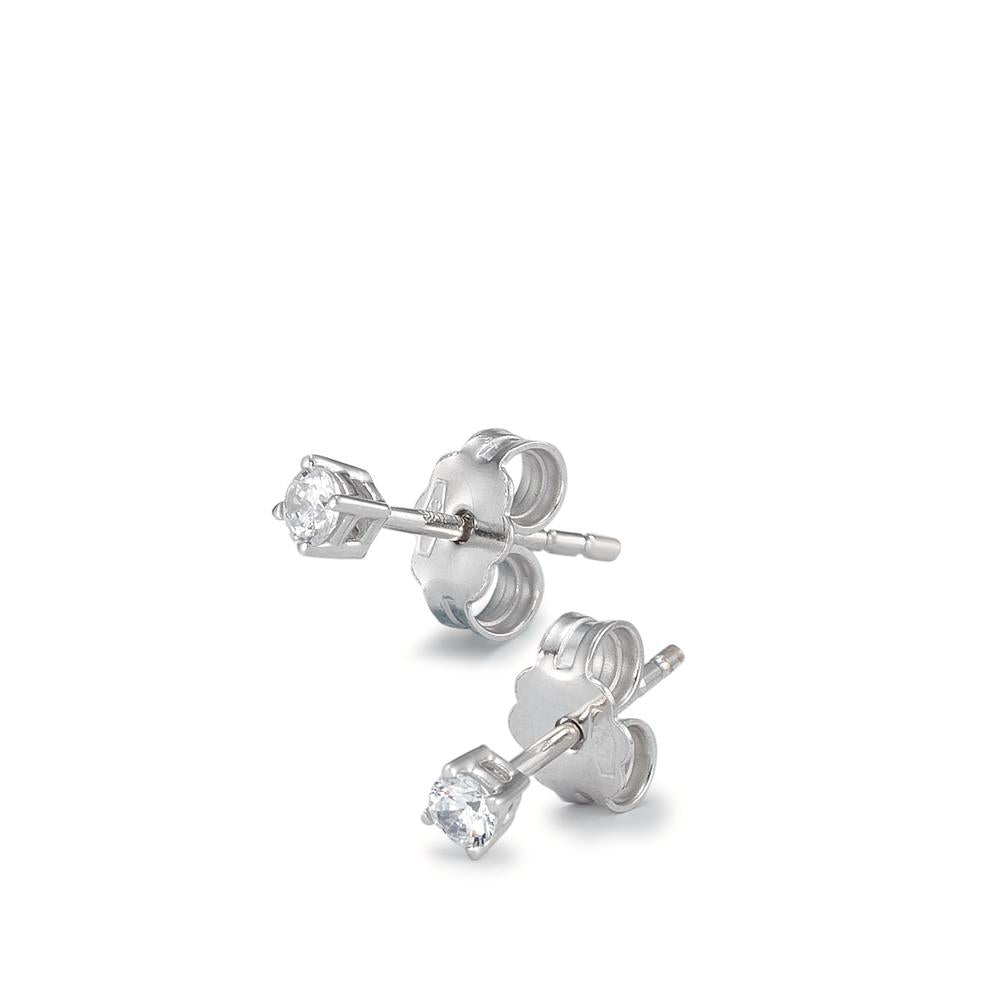 Stud earrings 18k White Gold Zirconia 2 Stones Ø2.5 mm