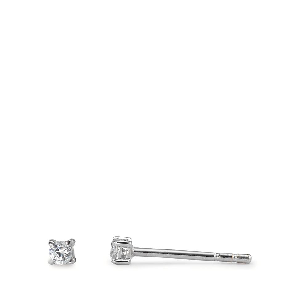 Stud earrings 18k White Gold Zirconia 2 Stones Ø2 mm