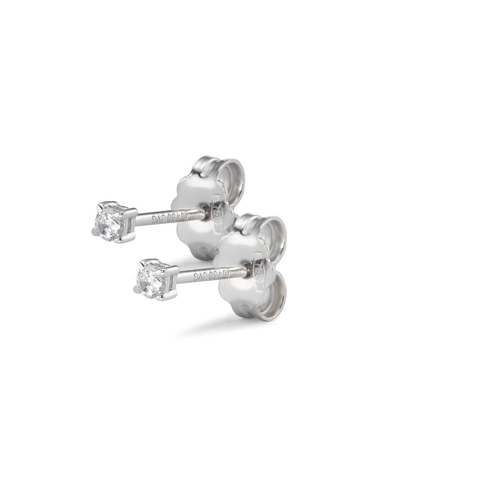 Stud earrings 18k White Gold Zirconia 2 Stones Ø2 mm