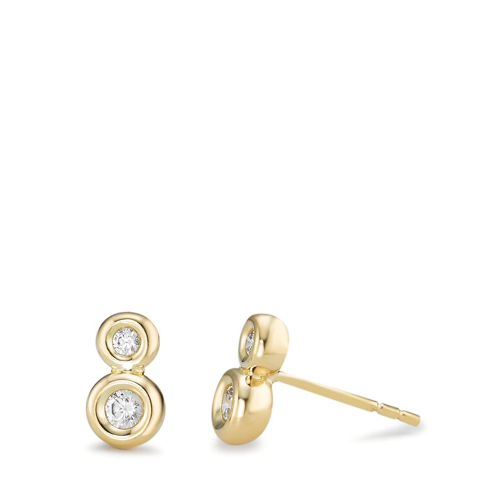 Stud earrings 18k Yellow Gold Zirconia 4 Stones