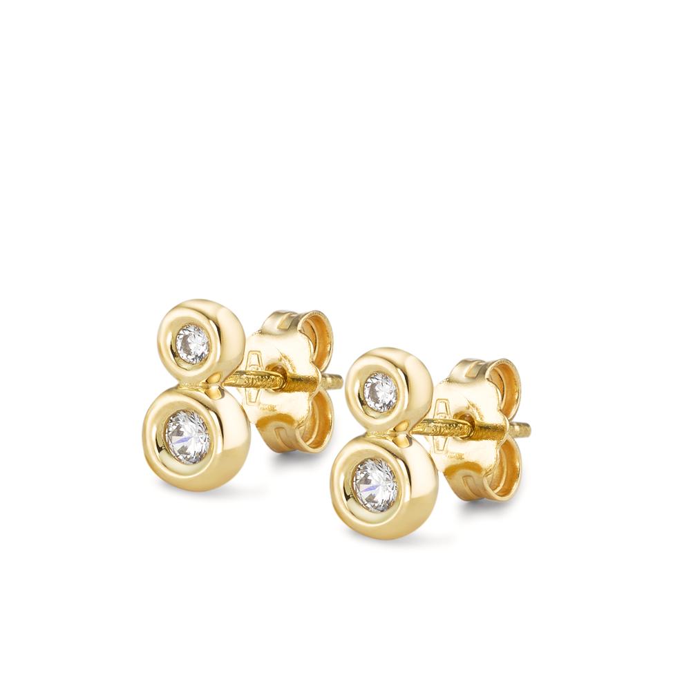 Stud earrings 18k Yellow Gold Zirconia 4 Stones