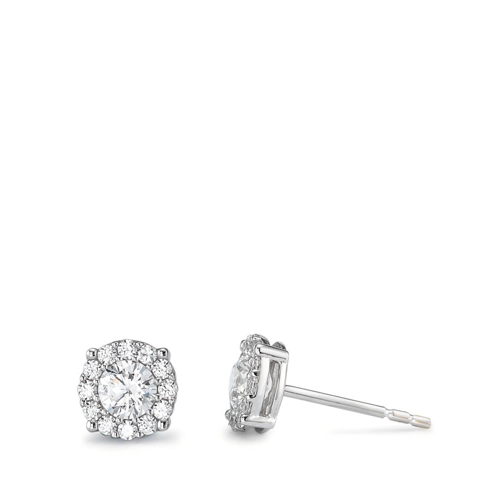 Stud earrings 18k White Gold Zirconia Ø6.5 mm