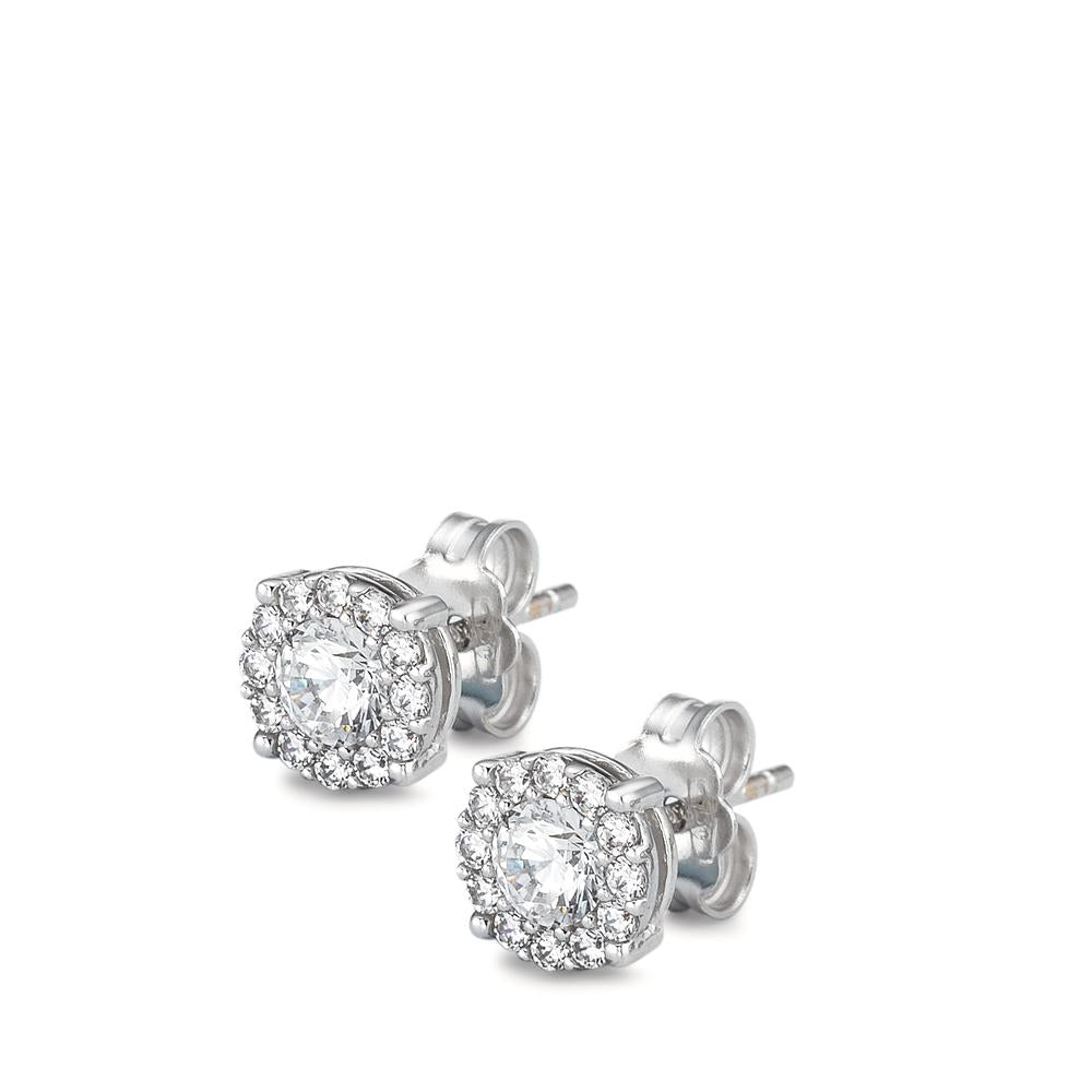 Stud earrings 18k White Gold Zirconia Ø6.5 mm