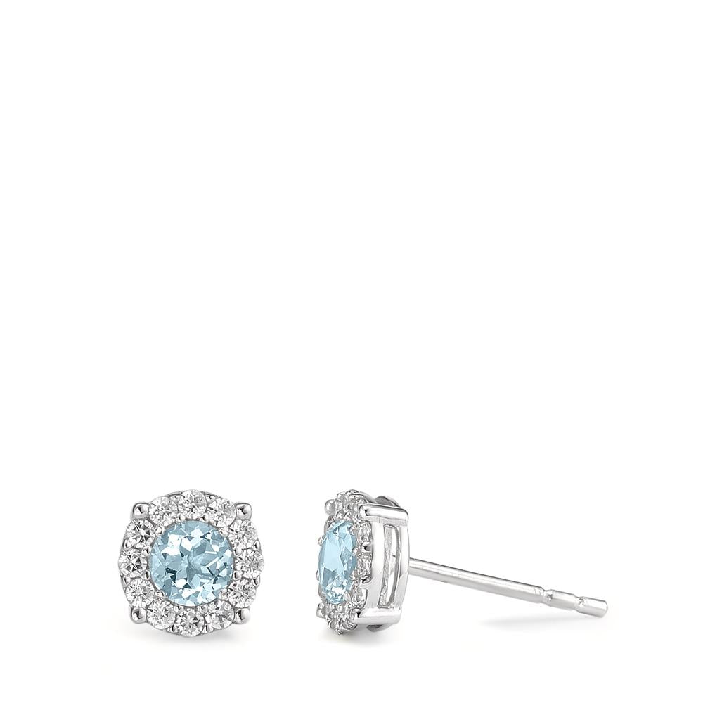 Stud earrings 18k White Gold Topaz Blue