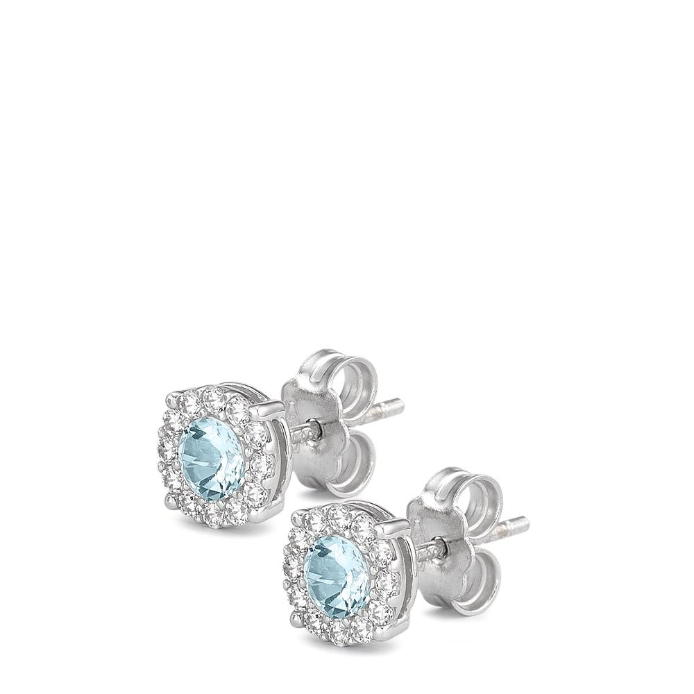 Stud earrings 18k White Gold Topaz Blue