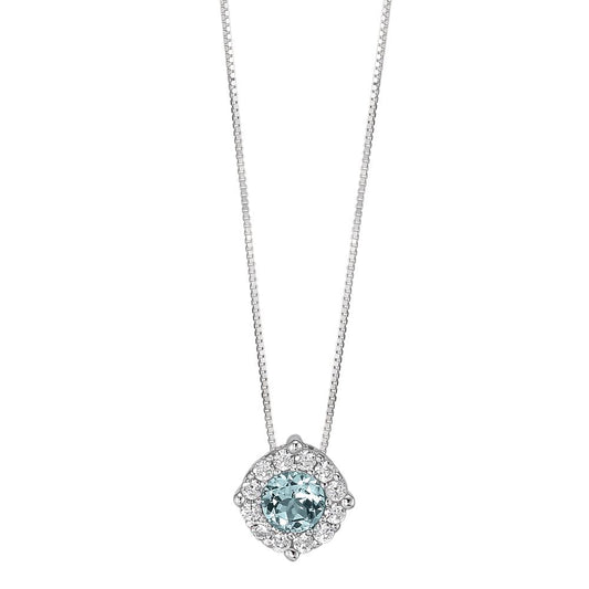 Necklace 18k White Gold Topaz Blue 42 cm