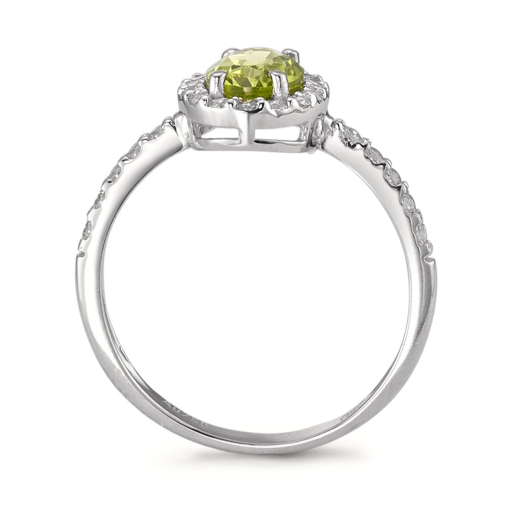 Ring 18k White Gold Peridot, Zirconia White Ø10 mm