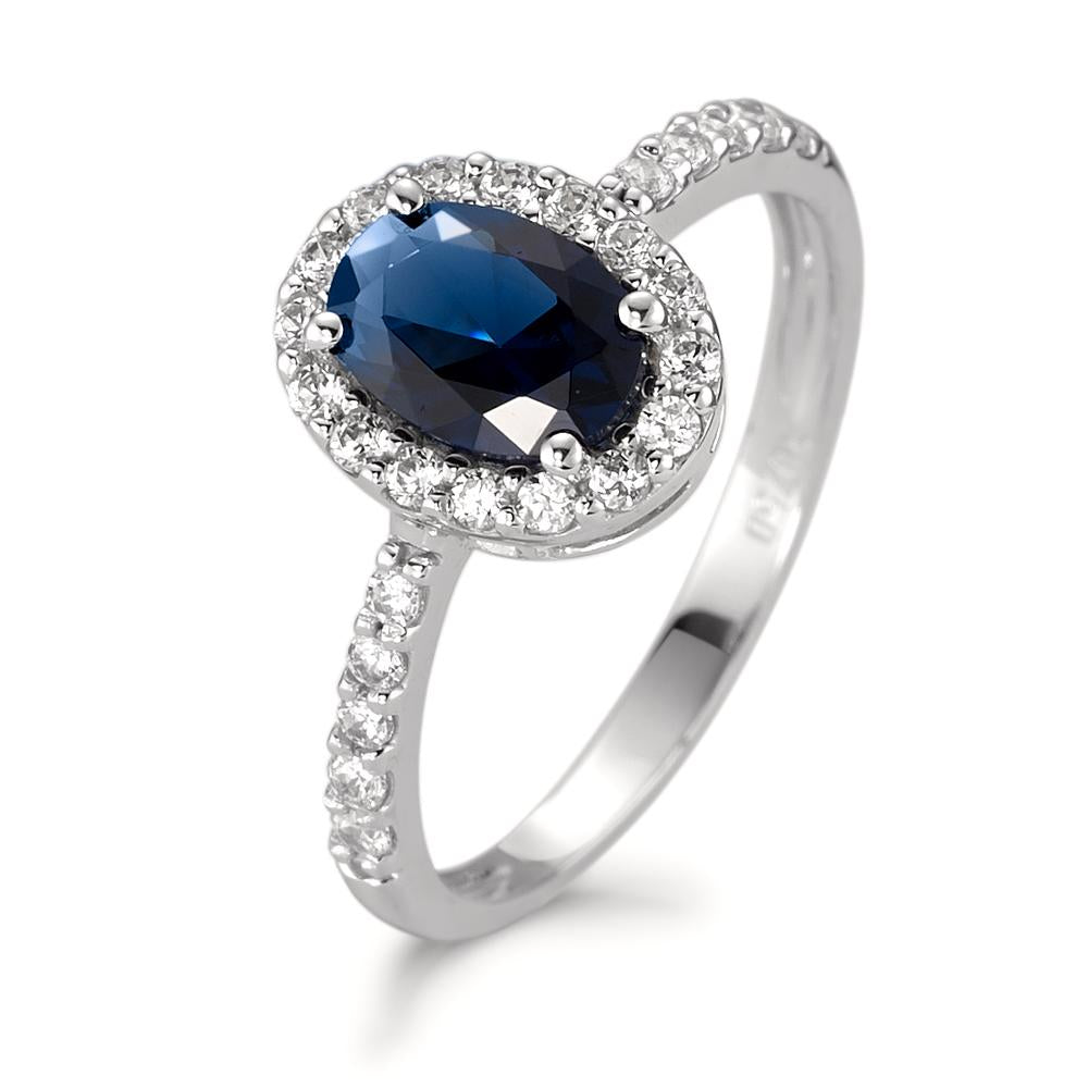 Ring 18k White Gold Zirconia Sapphire blue Ø10 mm