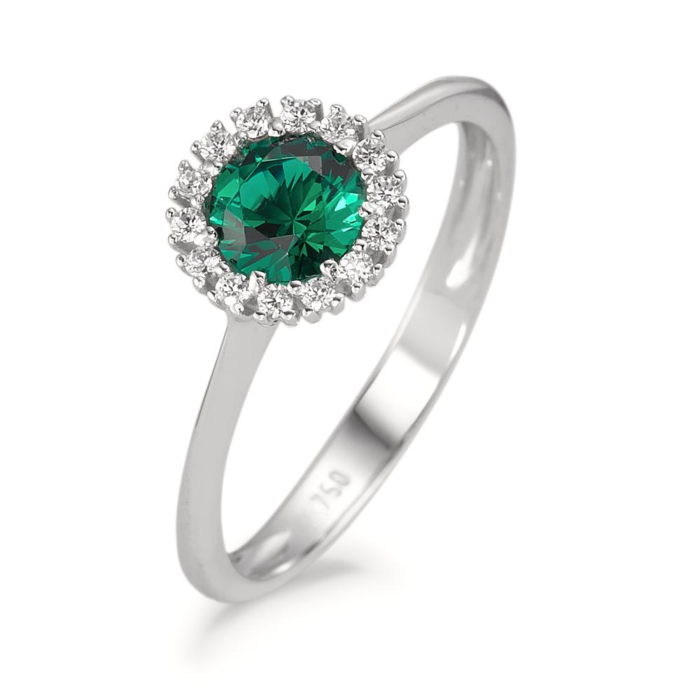 Ring 18k White Gold Zirconia Green Ø7.5 mm