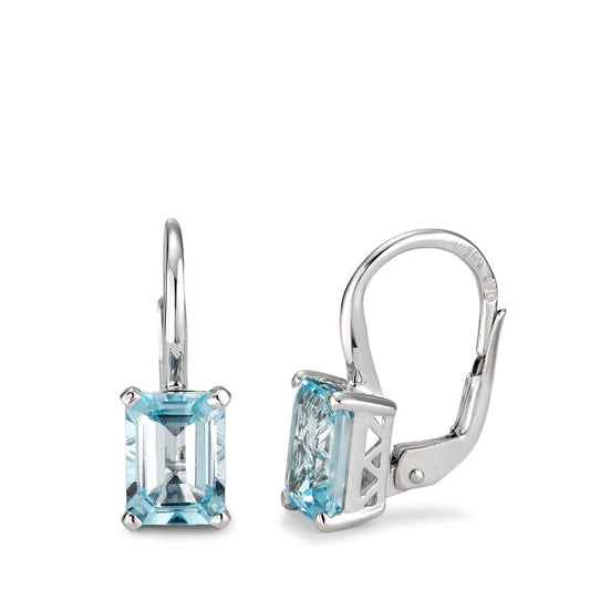 Drop Earrings 18k White Gold Topaz Blue, 2 Stones