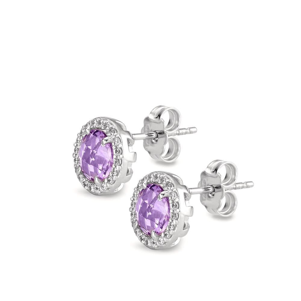 Stud earrings 18k White Gold Amethyst Ø9 mm