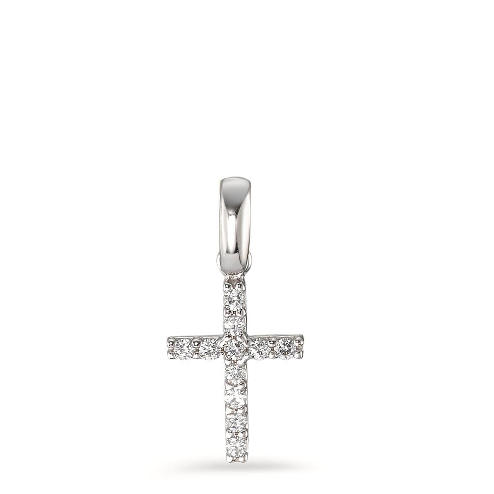 Pendant 18k White Gold Zirconia 11 Stones Cross