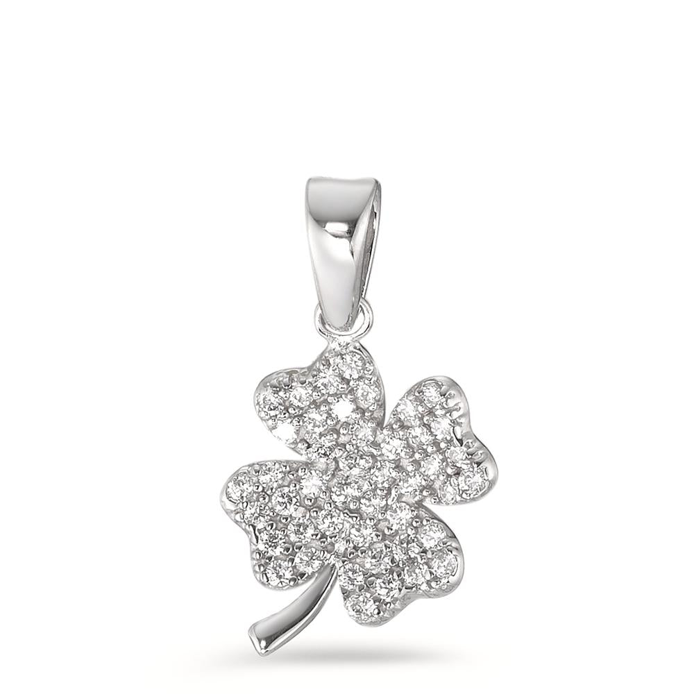 Pendant 18k White Gold Zirconia Cloverleaf Ø9.5 mm