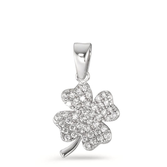 Pendant 18k White Gold Zirconia Cloverleaf Ø9.5 mm