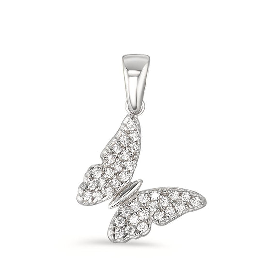 Pendant 18k White Gold Zirconia Butterfly Ø11 mm