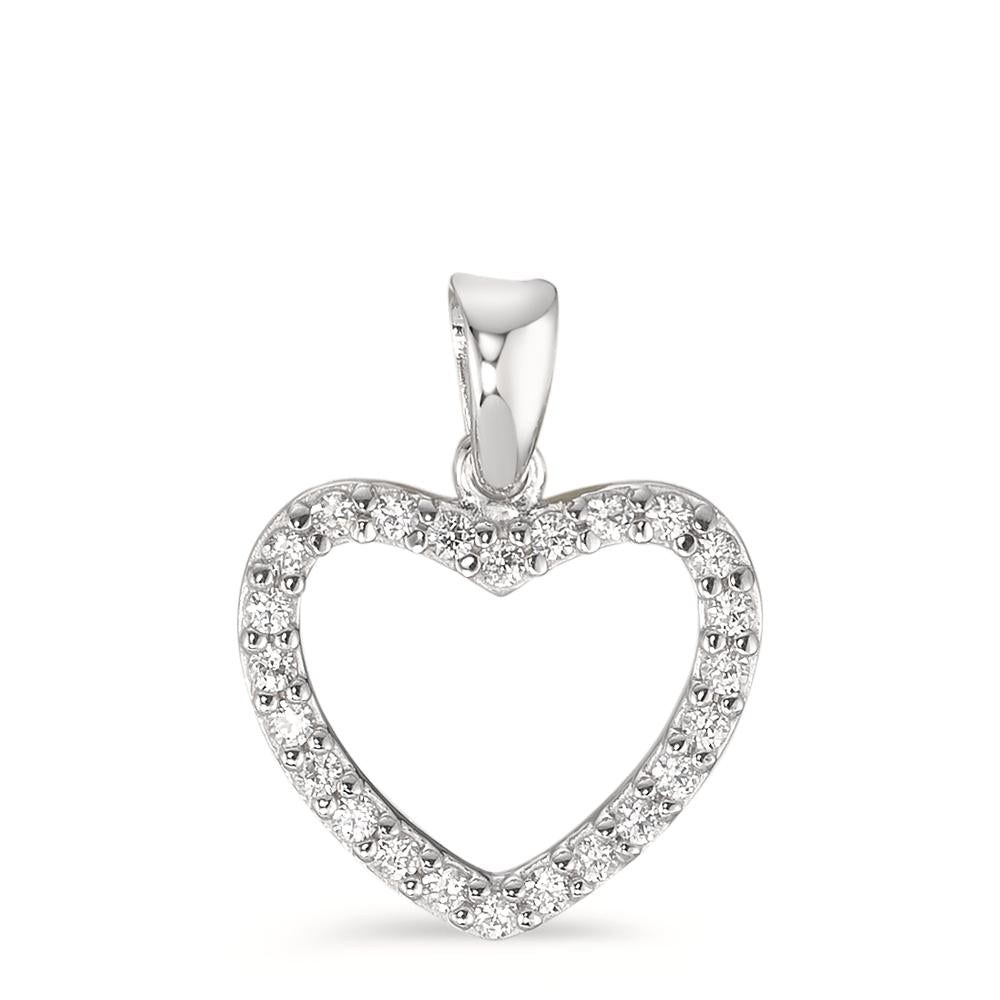 Pendant 18k White Gold Zirconia Heart Ø13 mm