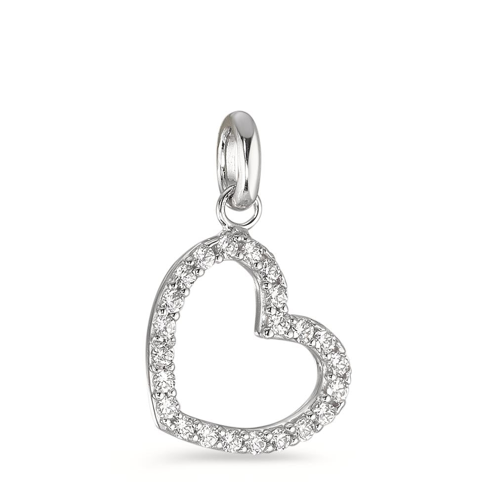 Pendant 18k White Gold Zirconia Heart Ø11 mm