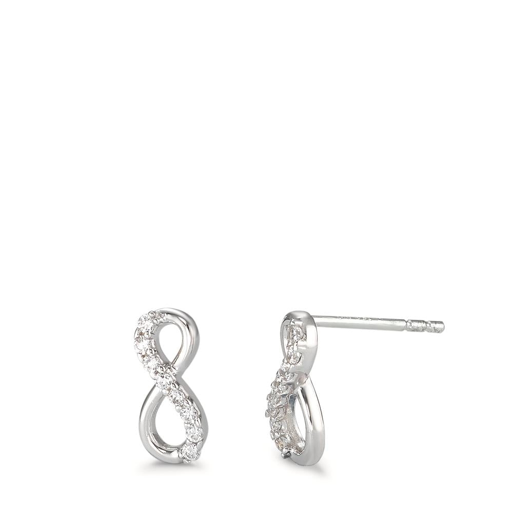 Stud earrings 18k White Gold Zirconia 16 Stones Infinity