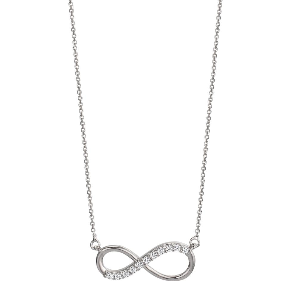 Necklace 18k White Gold Zirconia 11 Stones Infinity 42 cm