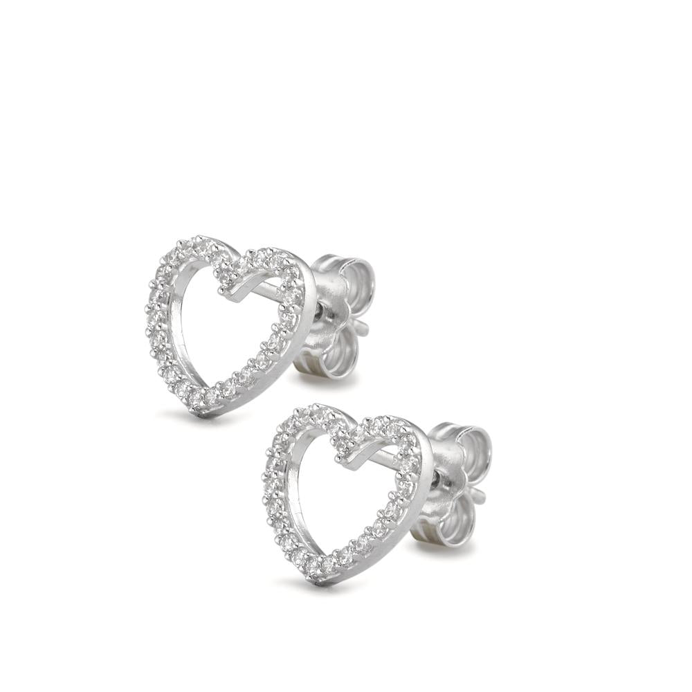 Stud earrings 18k White Gold Zirconia Heart Ø11 mm