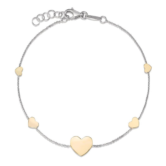 Bracelet 18k White Gold, 18k Yellow Gold Heart 17-18.5 cm