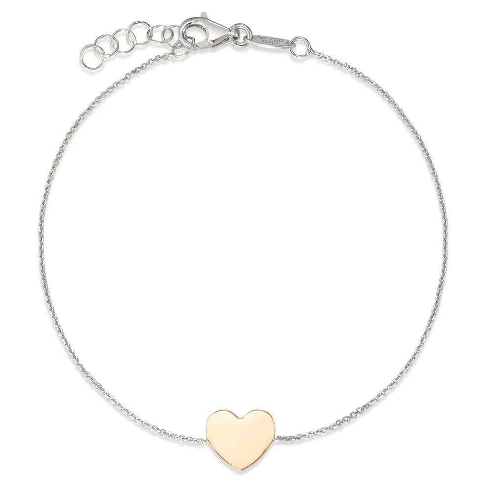 Bracelet 18k White Gold, 18k Yellow Gold Heart 17-18.5 cm