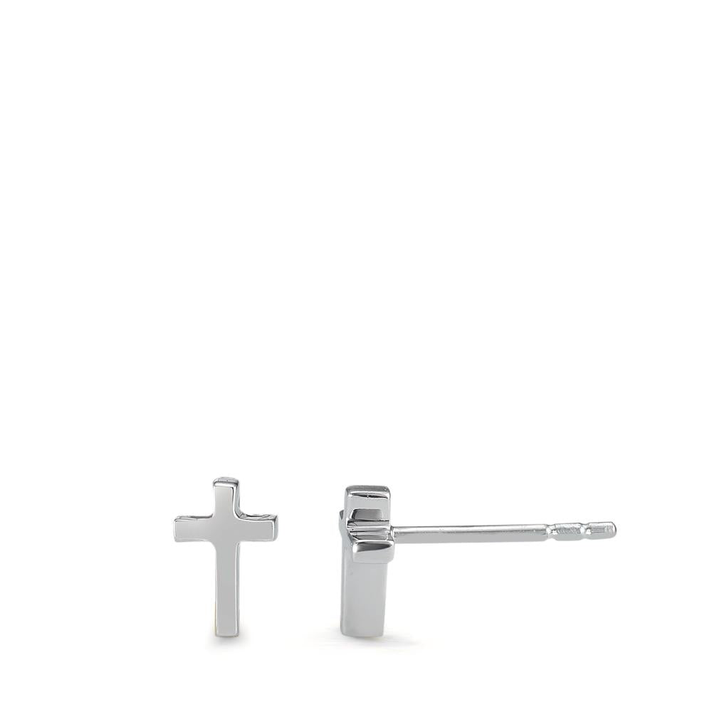 Stud earrings 18k White Gold Cross