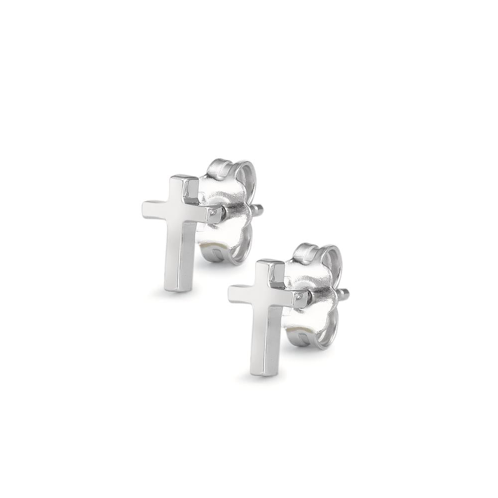 Stud earrings 18k White Gold Cross