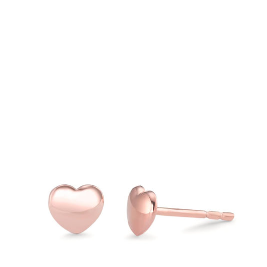 Stud earrings 18k Red Gold Heart Ø5 mm