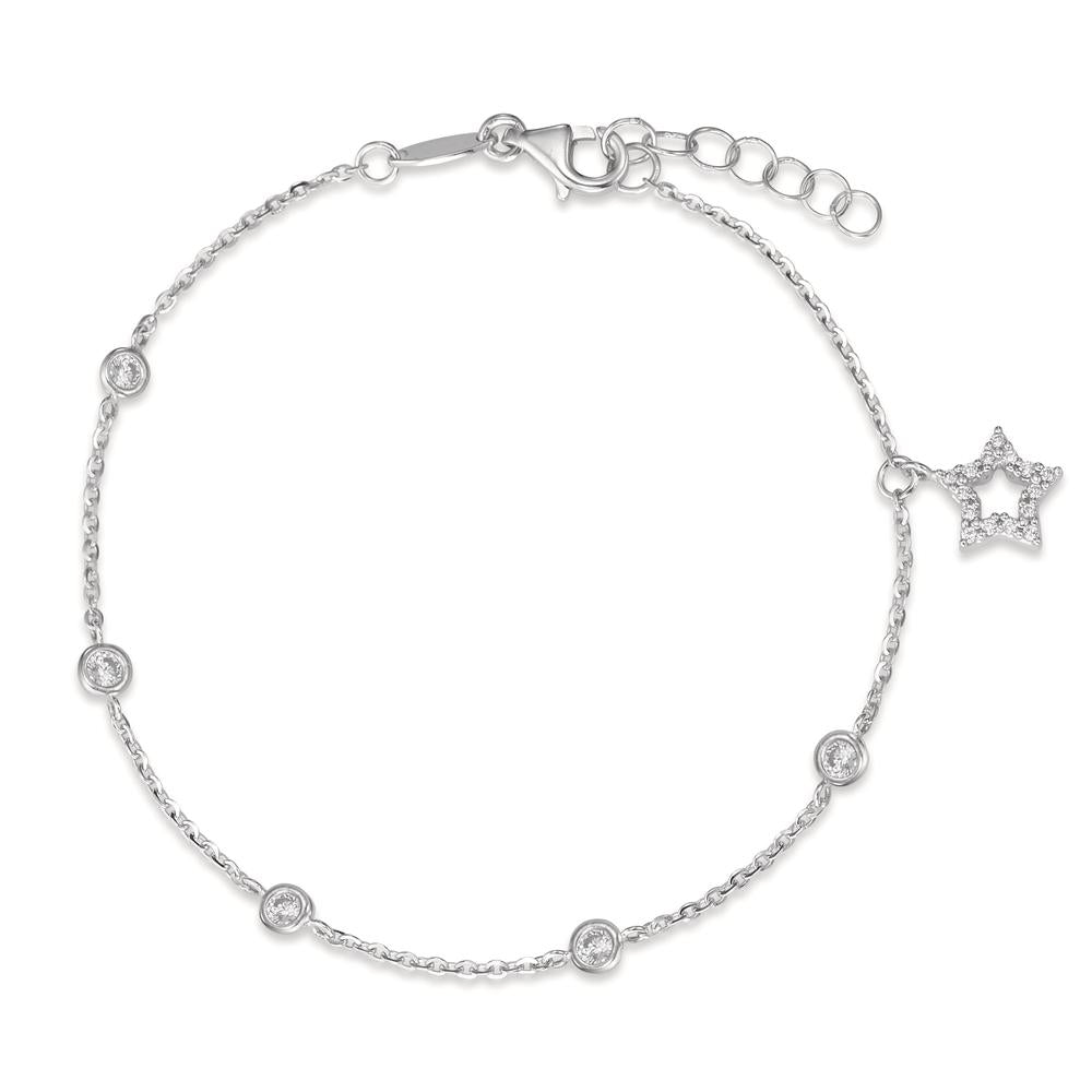 Bracelet 18k White Gold Zirconia Star 16-18 cm