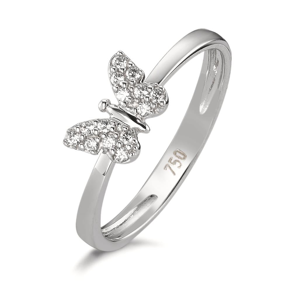 Ring 18k White Gold Zirconia Butterfly