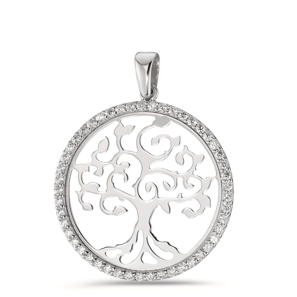 Pendant 18k White Gold Zirconia Tree Of Life Ø22 mm