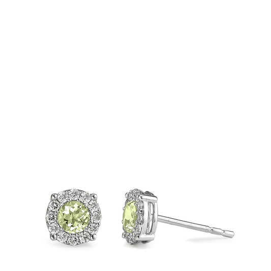 Stud earrings 9k White Gold Peridot 2 Stones Ø6 mm