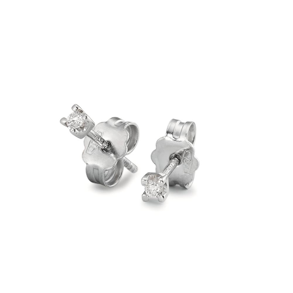 Stud earrings 18k White Gold Diamond 0.04 ct, 2 Stones, w-si Ø2.2 mm