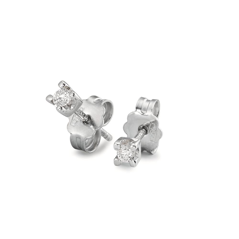 Stud earrings 18k White Gold Diamond 0.06 ct, 2 Stones, w-si Ø2.5 mm