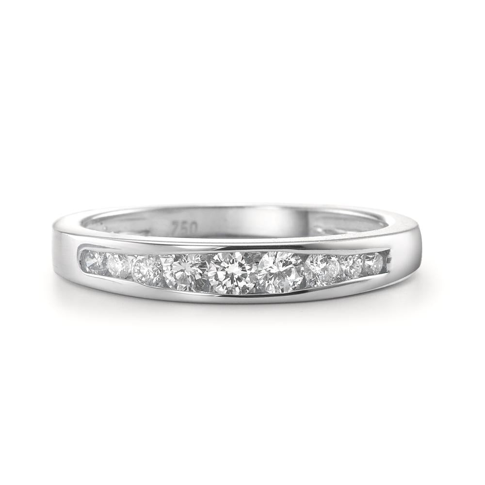 Ring 18k White Gold Diamond 0.35 ct, 9 Stones, w-si