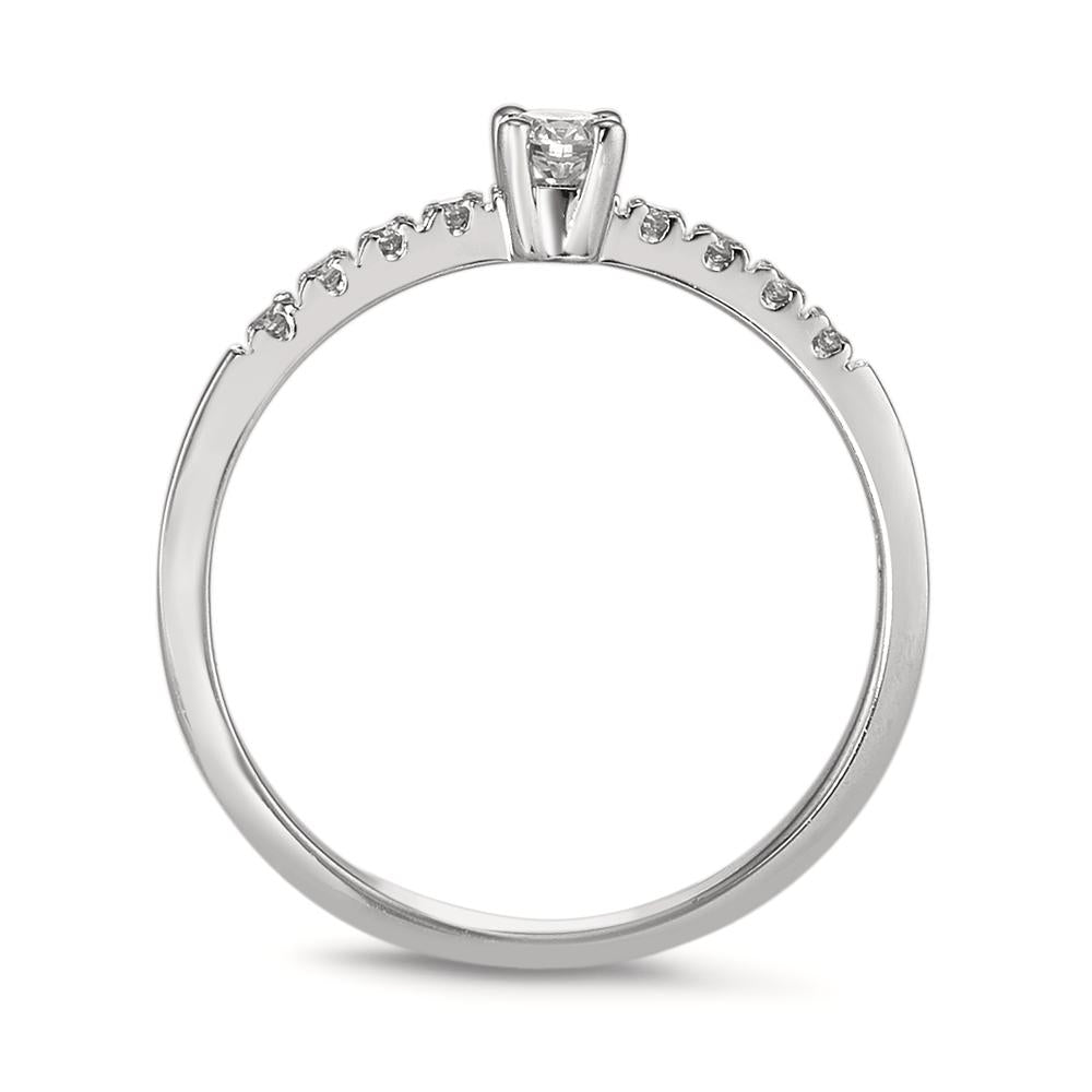 Solitaire ring 18k White Gold Diamond 0.14 ct, 9 Stones, w-si