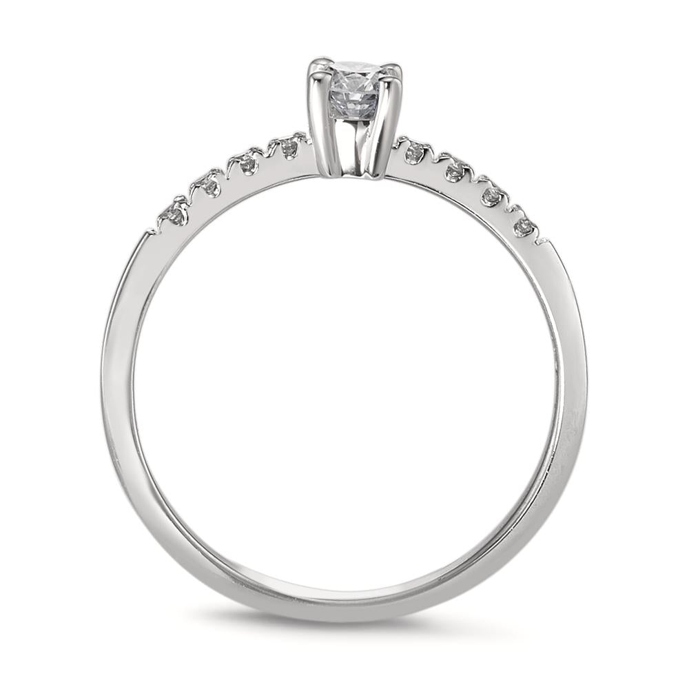 Solitaire ring 18k White Gold Diamond White, 0.04 ct, 8 Stones, brilliant, w-si, Diamond White, 0.15 ct, brilliant, w-si