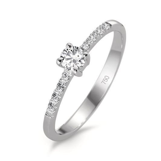 Solitaire ring 18k White Gold Diamond 0.23 ct, 9 Stones, w-si