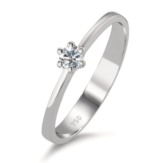 Solitaire ring 18k White Gold Diamond 0.10 ct, w-si